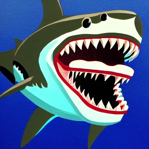 Image similar to a shark, painted in the style of a bored ape yacht club, nft,