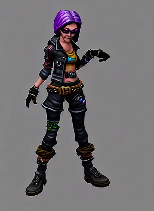 Prompt: street punk young woman thief, stylized stl fantasy miniature, 3 d render, activision blizzard style, hearthstone style