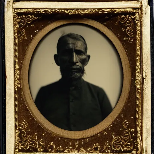 Image similar to facial portrait of a 4 2 year old bukfut, 1 9 1 9, ambrotype, award winning