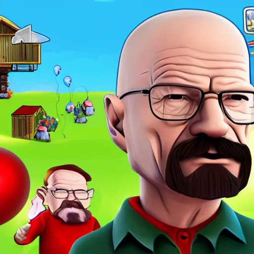 Prompt: walter white 3 d in bloons td 6