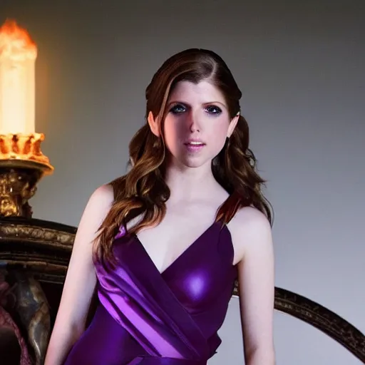 Image similar to Anna Kendrick as the Goddess Minerva with her dark purple toga slipping off her shoulders which her owl is sitting upon 8k resolution hyperdetailed photorealism amazing level of detail and ultra high quality and beautiful