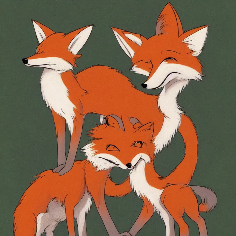 Image similar to cute fox by don bluth, 8k character illustration, detailed