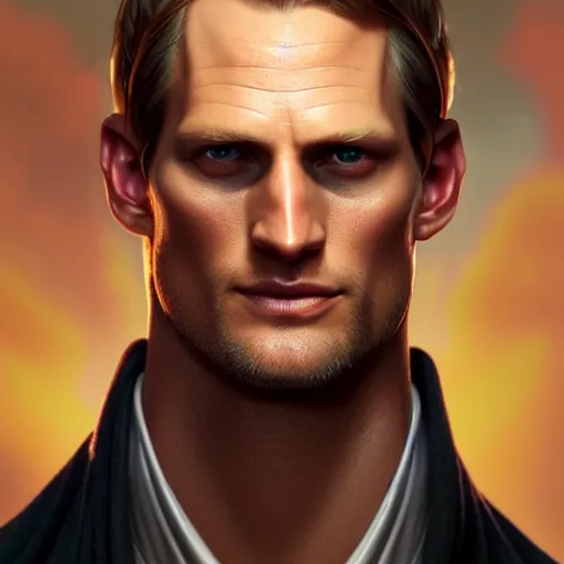 Image similar to alexander skarsgard, cg animation, riot entertainment realistic, character select portrait, by artgerm, greg rutkowski, alphonse mucha, 3 d