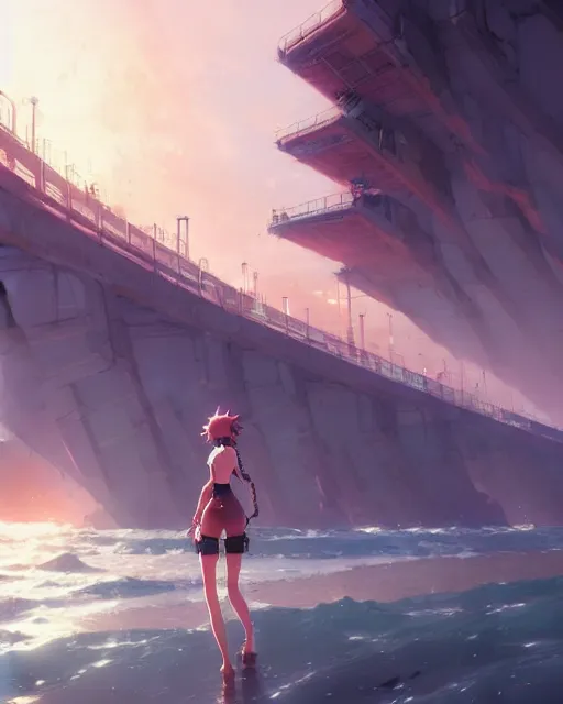 Image similar to huntington beach anime, details, sharp focus, illustration, by jordan grimmer and greg rutkowski, trending artstation, pixiv, digital art