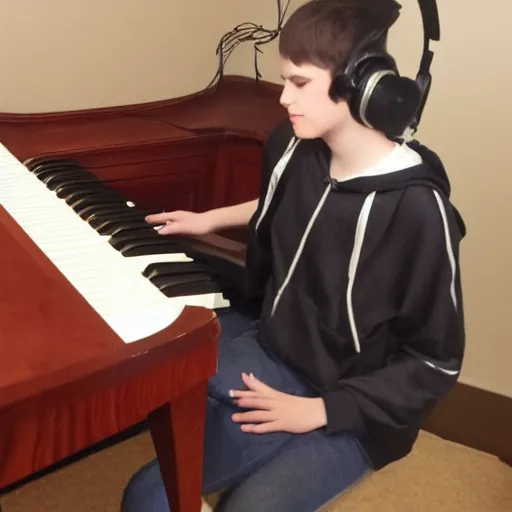 Prompt: Destiny the streamer playing piano