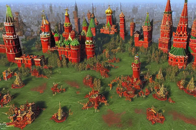 Image similar to moscow in style of world of warcraft orgrimmar, red square, orc village, green and red orcs in modern camouflage