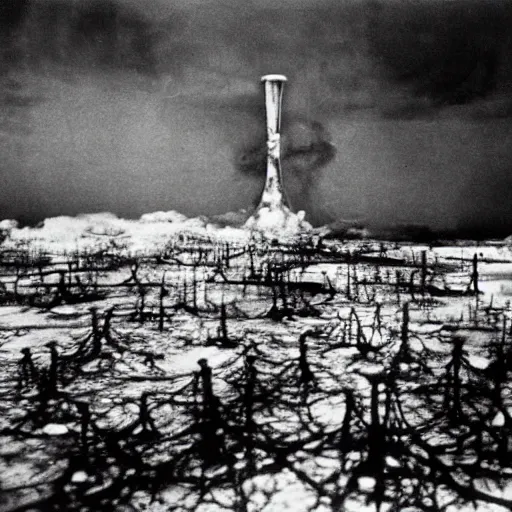 Image similar to real life irradiated undead acute radiation sickness flaking and melting skin 1950s nuclear wasteland black and white award winning photo highly detailed, highly in focus, highly life-like Arriflex 35 II, by stanley kubrick