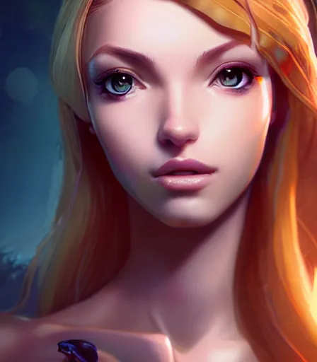 Prompt: beautiful fish eye portrait of a gorgeous model with hour glass figure who looks like Samus Aran, character design by charlie bowater, ross tran, artgerm, and makoto shinkai, detailed, soft lighting, rendered in octane