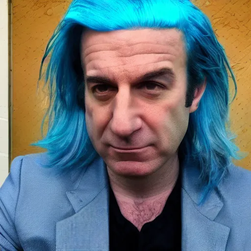 Prompt: saul goodman with blue hair