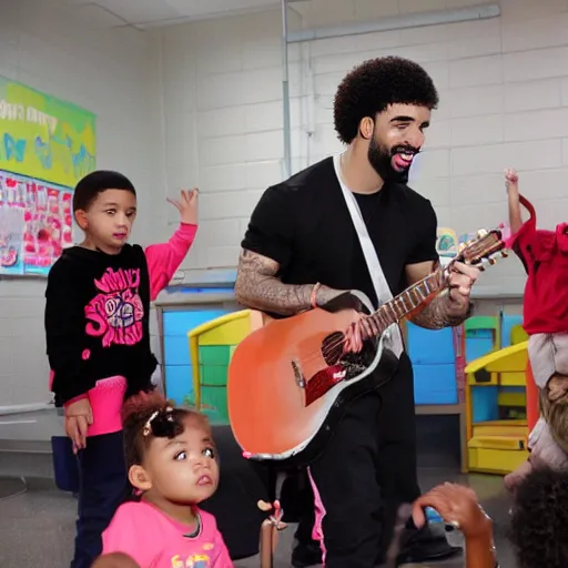 Image similar to drake performimg in a daycare