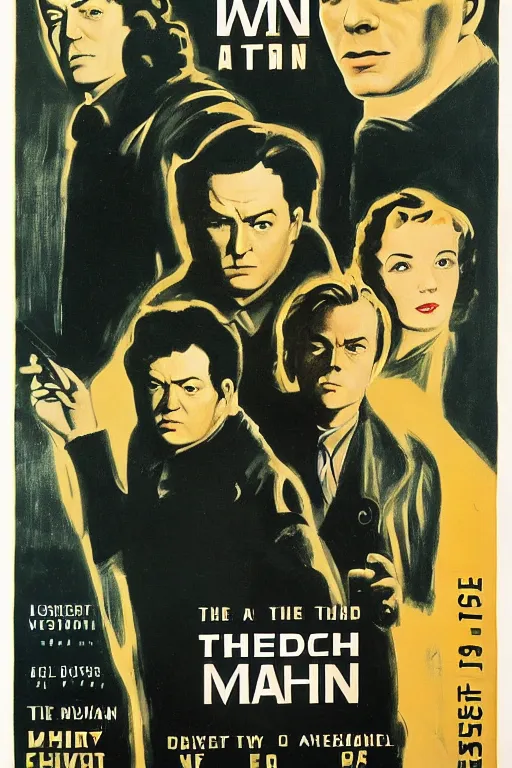 Image similar to the third man ( 1 9 4 9 ) movie poster in the style of atari 2 6 0 0 box art