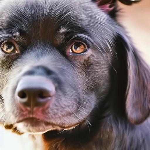 Image similar to ultra detailed photo of a dog with ultraviolet fur