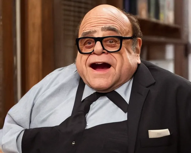 Prompt: a still from an episode of law and order svu starring danny devito, 4 k