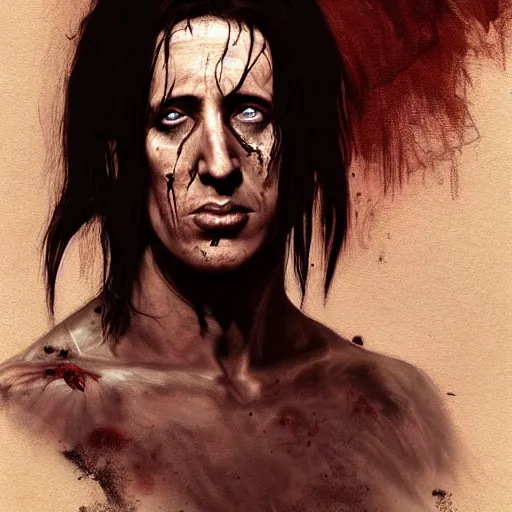 Prompt: young and handsome trent reznor as a zombie with shoulder length hair, 7 days to die zombie, realistic proportions, fine art, award winning, intricate, elegant, sharp focus, cinematic lighting, digital painting, 8 k concept art, art by brom, art by guweiz and z. w. gu, art by michael hussar, 8 k