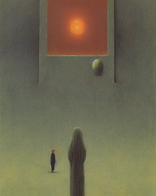 Image similar to an observer of change by beksinski, carrington, bosch, dali, barlowe, magritte