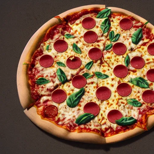 Image similar to pizza for eyes on Super Maria, octane, vray, render