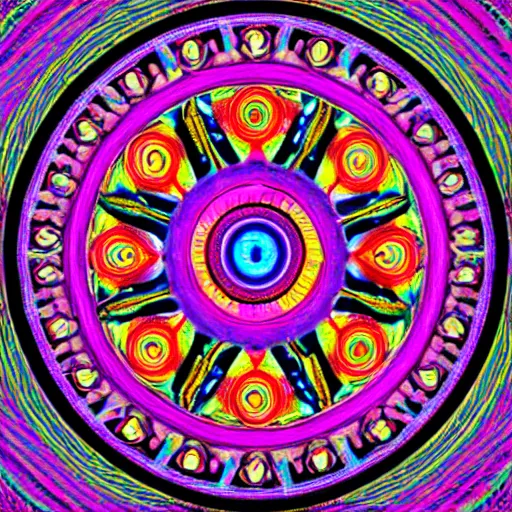 Prompt: a colorful neon psychedelic DMT mandala