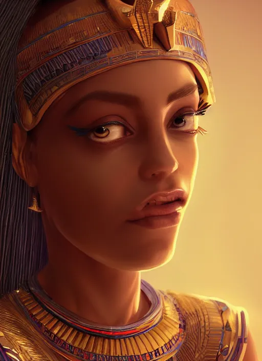 Image similar to an anthropomorphic beautiful female wizard of pharaoh holding magic wand portrait wearing robe, fine art, award winning, intricate, elegant, sharp focus, octane render, hyperrealistic, cinematic lighting, highly detailed, digital painting, 8 k concept art, art by jamie hewlett and z. w. gu, masterpiece, trending on artstation, 8 k