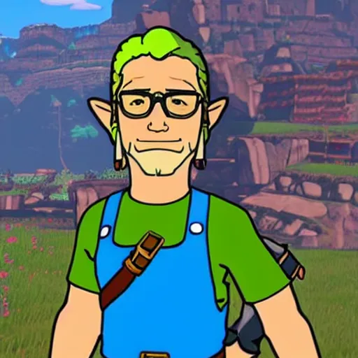 Image similar to Hank Hill in The Legend of Zelda Breath of the Wild