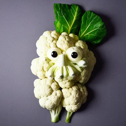 Prompt: cauliflower with the face of macaulay culkin
