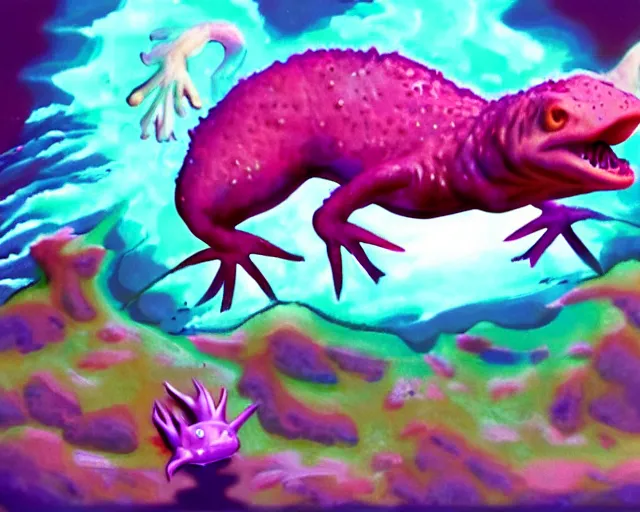 Image similar to axolotl themed final boss, rendered on a playstation 1