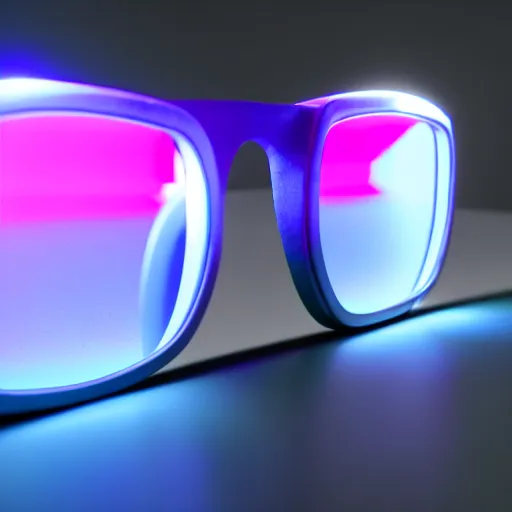 Prompt: glasses emitting a screen hologram, hyperrealistic 3 d octane render, unreal engine