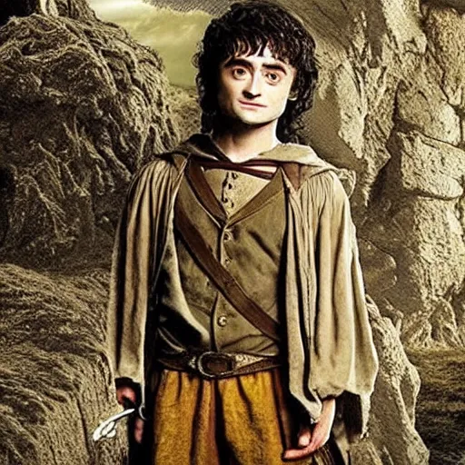 Image similar to daniel radcliffe as frodo baggins in lord of the rings