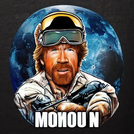Prompt: Chuck Norris on the moon