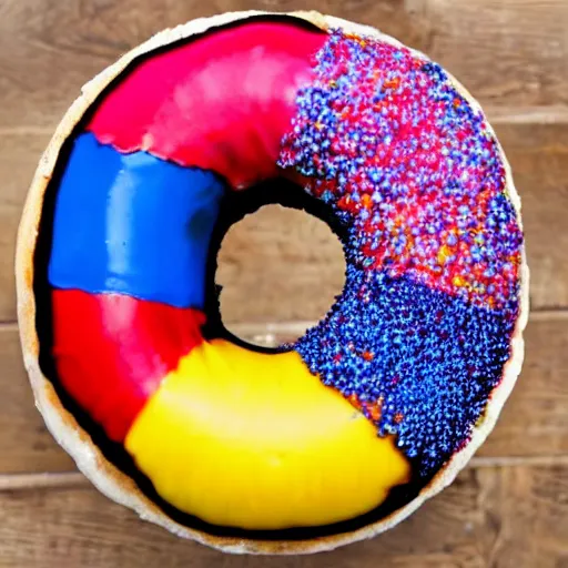 Image similar to a colourful donut