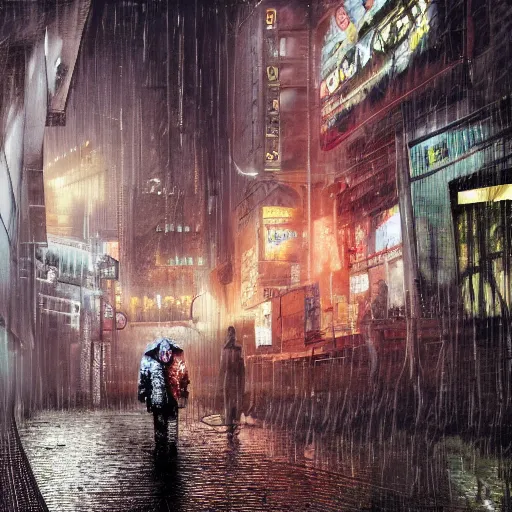 Image similar to frankenstein's monster wearing a trench coat on a wet nighttime street, cyberpunk style, trending on art station, trending on deviantart, 8 k resolution, epic digital art