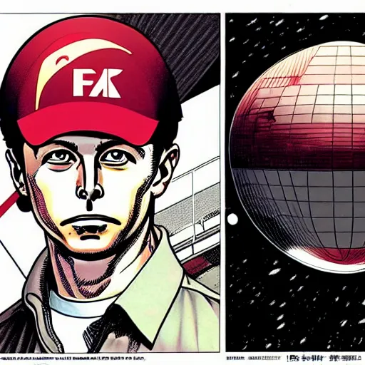 Image similar to elon musk and spacex manga by katsuhiro otomo