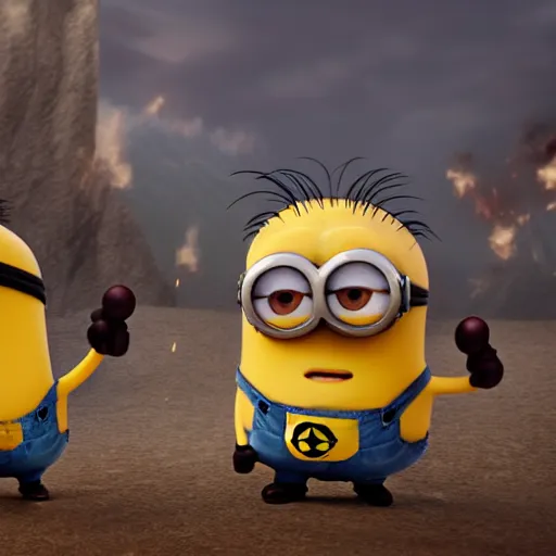 Prompt: minions as gods, cinematic, 4 k