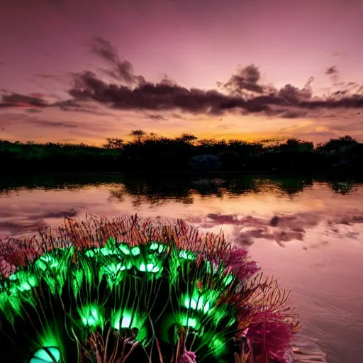 Image similar to Luminescent flower blooming at twilight