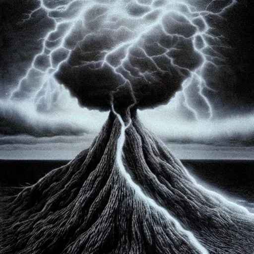 Prompt: killua zoldyck made by zdzisław beksinski, thunderstorm, 8 k, detailed, cinematic, rain, crying, black white