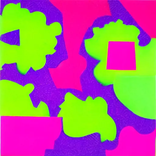 Image similar to abstract collage in hot pink, lime green, and purple