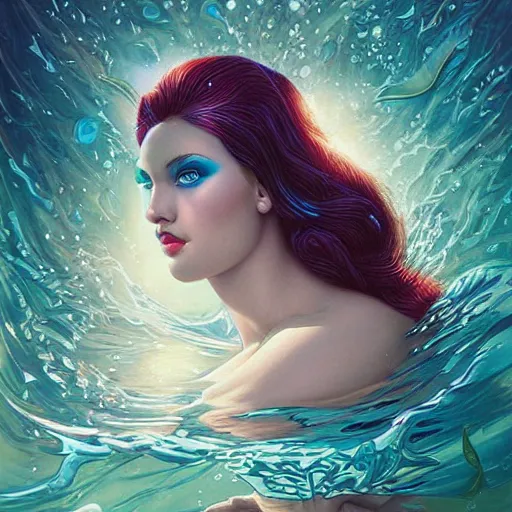 Prompt: Underwater mermaid portrait, Pixar style, by Tristan Eaton Stanley Artgerm and Tom Bagshaw.