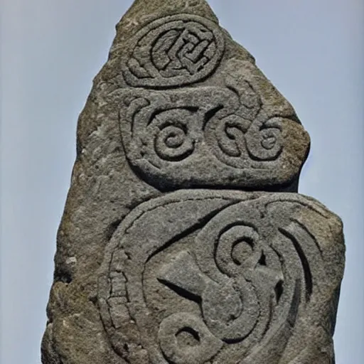 Image similar to ancient nord, photo of stone carved with intricate runes