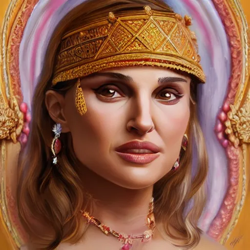 Image similar to a beautiful ornate painting of natalie portman by artists trending on artstation and deviant art