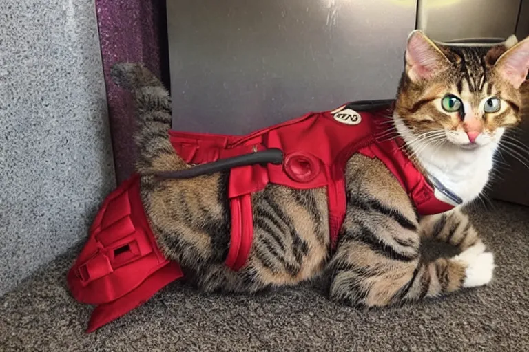 Prompt: cat in an iron man suit