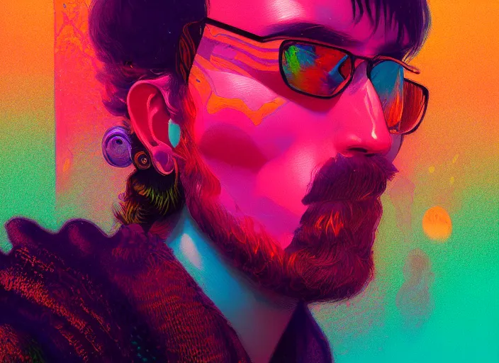 Prompt: A psychedelic portrait of the most boring person in the world, vibrant color scheme, highly detailed, in the style of romanticism, cinematic, artstation, Moebius, Greg rutkowski