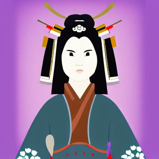 Prompt: vector art of a female samurai warrior