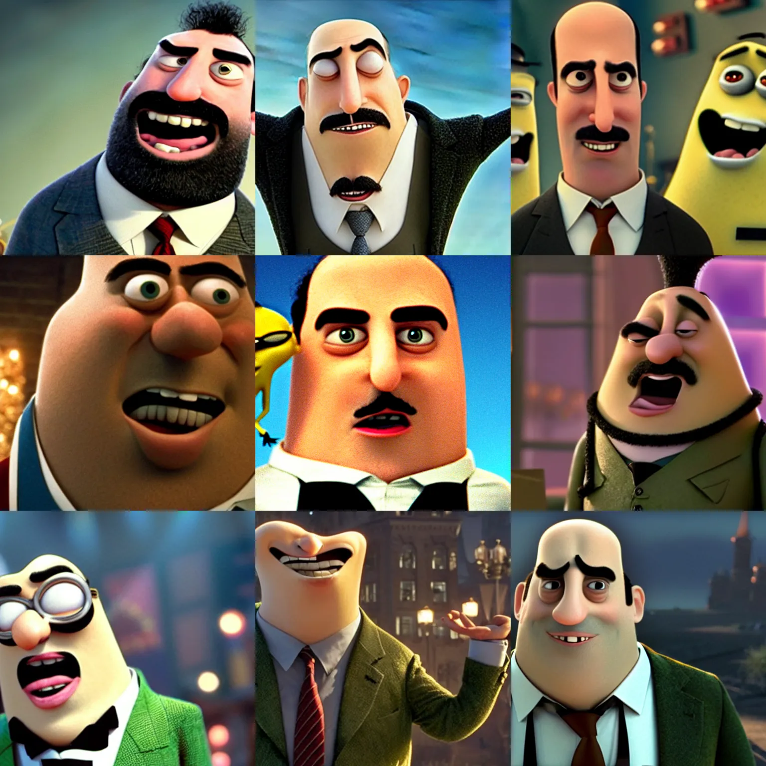 Prompt: close - up of borat in illumination's the rise of gru, despicable me