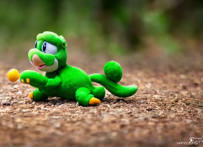 Image similar to wildlife photo of real life yoshi in the wild, 8 k, 8 5 mm f 5. 6