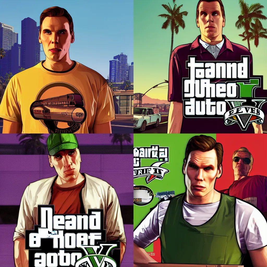 Prompt: jerma 9 8 5 in gta 5 box art and loading screen style