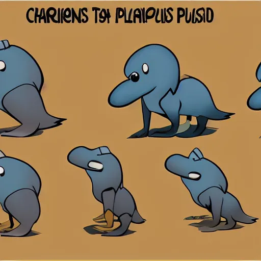 Image similar to character design of cute platypus, cartoon style