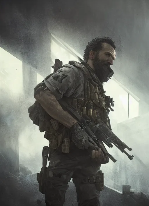 Image similar to a photorealistic dramatic hyperrealistic full frame render of call of duty modern warfare ghost character by wlop, greg rutkowski, alphonse mucha, beautiful dynamic dramatic dark moody lighting, shadows, cinematic atmosphere, artstation, concept design art, octane render, 8 k