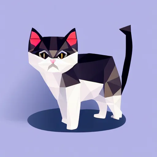 Image similar to cat, white background, isometric, low poly