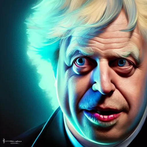 Prompt: Boris Johnson as a kind smiling Rick Sanchez from Rick and Morty, unibrow, white robe, big eyes, realistic cosplay, symmetrical, highly detailed, digital painting, artstation, concept art, smooth, sharp focus, illustration, cinematic lighting, art by artgerm and greg rutkowski and alphonse mucha