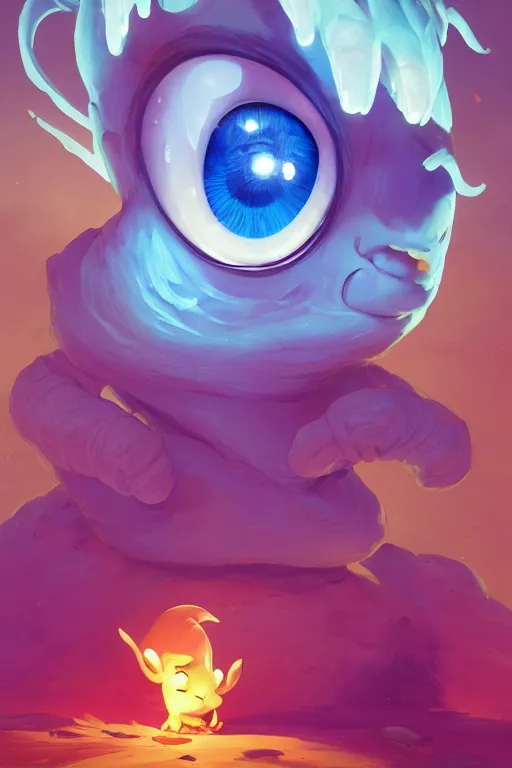 Image similar to smurf ghost creature animal sushi cristal very big eye roots cactus elemental flush of force nature micro world fluo fishscale, behance hd by jesper ejsing, by rhads, makoto shinkai and lois van baarle, ilya kuvshinov, rossdraws radiating a glowing aura global illumination ray tracing hdr