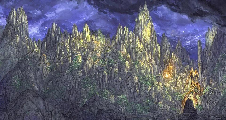 Prompt: Masterfully painted mspaint art piece of underground middle-earth's 'Mines of Moria' painted by Makoto Shinkai and Studio Ghibli. Closeup zoomed view of the architecture within the caverns. View from underground within ancient dwarven mining equipment and architecture. Amazing beautiful incredible wow awe-inspiring fantastic masterpiece gorgeous fascinating glorious great.